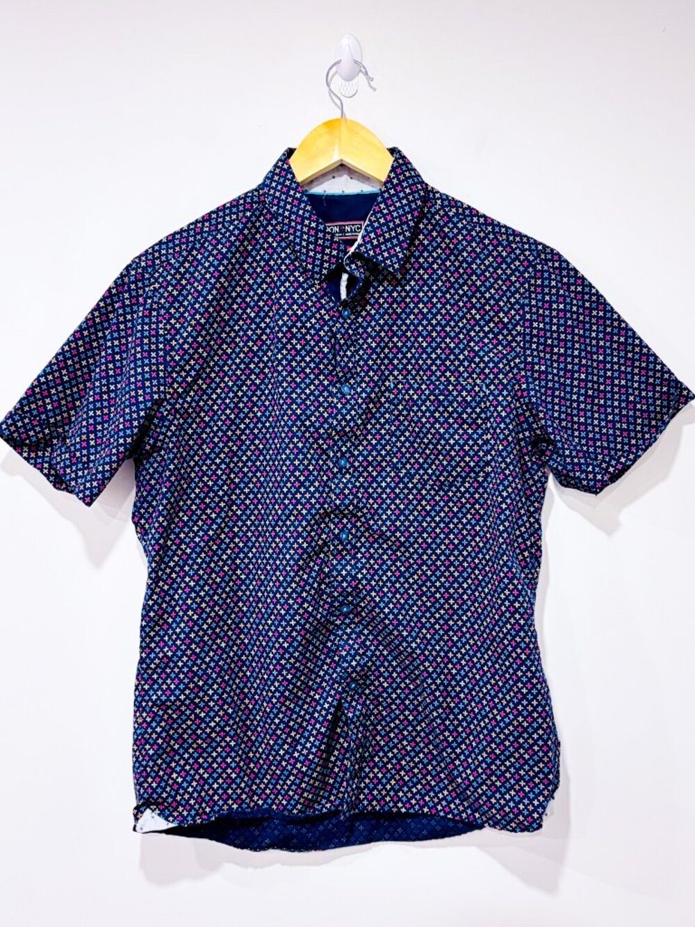 LON NYC | Navy multicolour floral short-sleeve‎ shirt | Medium *